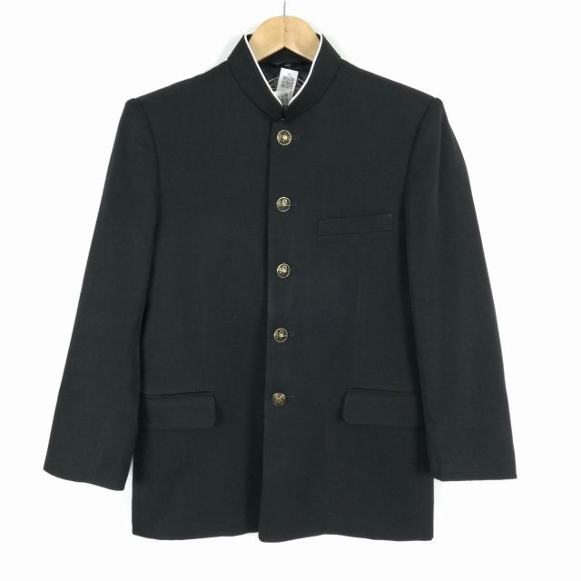 学生服 学ラン 165S 男子 上着 ウール混 標準型学生服 ラウンドカラー カシドス 黒 中古 ランクC a3 JJ5694