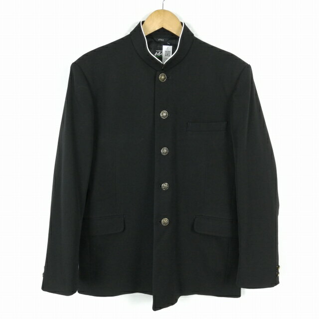 学生服 学ラン 175A 男子 トンボ 上着 ウール混 標準型学生服 ラウンドカラー カシドス 黒 中古 ランクC a3 JJ6342