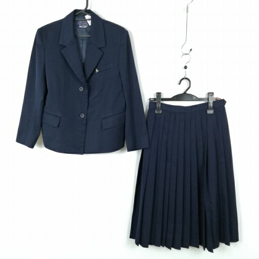 ブレザー スカート 上下2点セット 大きいサイズ 冬物 女子 学生服 中学 高校 紺 制服 中古 ランクB NA0438 ブレザー スカート 上下2点セット 大きいサイズ 冬物 女子 学生服 中学 高校 紺 制服 中古 ランクB NA0438