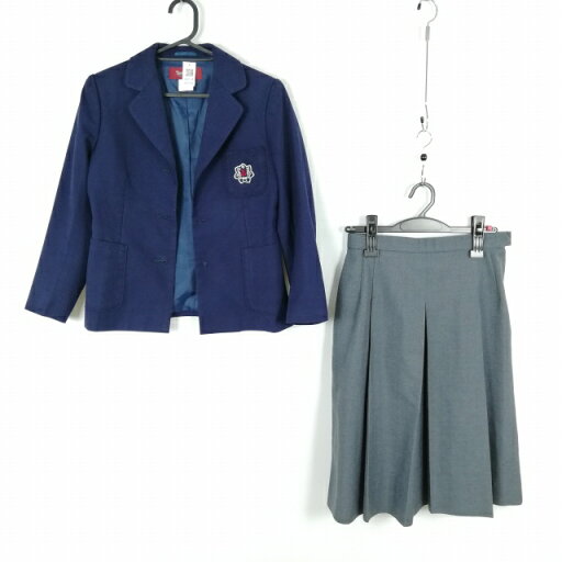 ブレザー スカート 上下2点セット トンボ 冬物 女子 学生服 中学 高校 紺 制服 中古 ランクC NA1594 ブレザー スカート 上下2点セット トンボ 冬物 女子 学生服 中学 高校 紺 制服 中古 ランクC NA1594