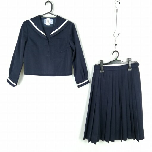 セーラー服 スカート 上下2点セット カンコー 冬物 白1本線 女子 学生服 中学 高校 紺 制服 中古 ランクC NA4066 セーラー服 スカート 上下2点セット カンコー 冬物 白1本線 女子 学生服 中学 高校 紺 制服 中古 ランクC NA4066