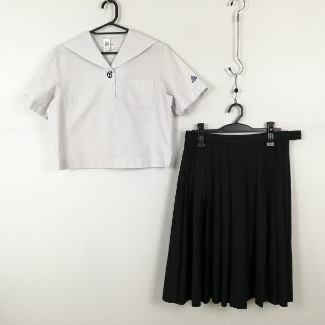 セーラー服 スカート 上下2点セット カンコー 夏物 女子 学生服 鹿児島玉龍中学高校 白 制服 中古 ランクC NA4657