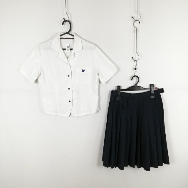 ブラウス スカート 上下2点セット M 夏物 女子 学生服 兵庫姫路東中学 白 制服 中古 ランクC NA6953