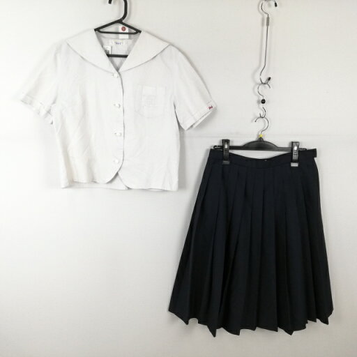 セーラー服 スカート 上下2点セット 夏物 女子 学生服 兵庫姫路高校 白 制服 中古 ランクC EY2639 セーラー服 スカート 上下2点セット 夏物 女子 学生服 兵庫姫路高校 白 制服 中古 ランクC EY2639