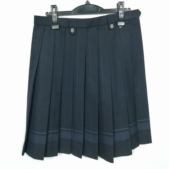 スクールスカート 大きいサイズ 冬物 w72-丈55 チェック 広島呉港高校 プリーツ 学生服 制服 女子 中古 HK3982