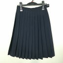 スクールスカート 夏物 w63-丈63 紺 中学 高校 プリーツ 学生服 制服 女子 中古 HK5062