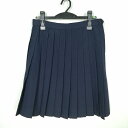 スクールスカート 冬物 w66-丈53 紺 中学 高校 プリーツ 学生服 制服 女子 中古 HK5200