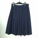 スクールスカート 冬物 w63-丈66 紺 中学 高校 プリーツ 学生服 制服 女子 中古 HK5228