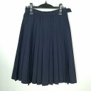 スクールスカート 冬物 w63-丈63 紺 中学 高校 プリーツ 学生服 制服 女子 中古 HK5229