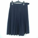 スクールスカート 夏物 w69-丈67 紺 中学 高校 プリーツ 学生服 制服 女子 中古 HK5634