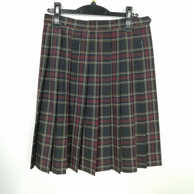 スクールスカート 夏物 w69-丈55 チェック 中学 高校 プリーツ 学生服 制服 女子 中古 HK7431