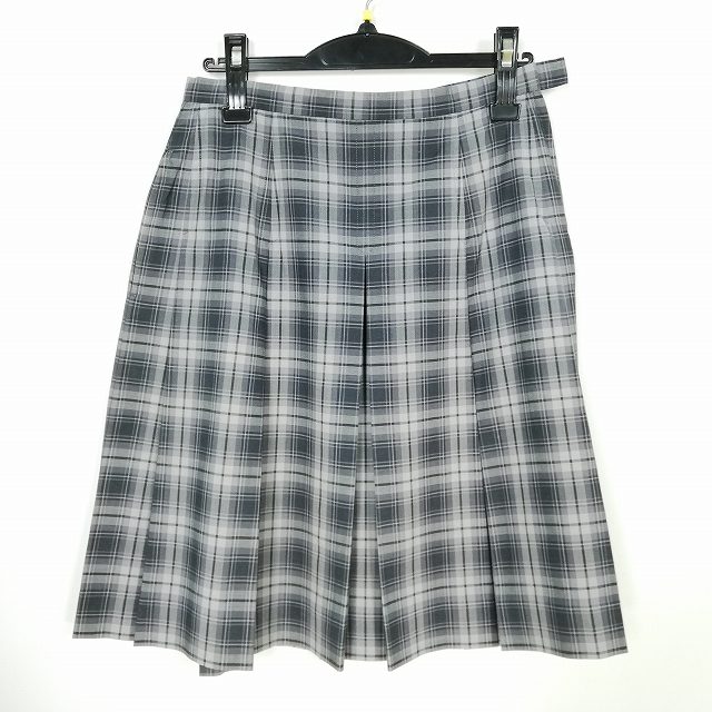 スクールスカート 夏物 w69-丈56 チェック 中学 高校 プリーツ 学生服 制服 女子 中古 HK7436