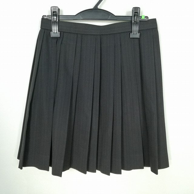 スクールスカート 冬物 w66-丈47 ストライプ 中学 高校 プリーツ 学生服 制服 女子 中古 HK8650