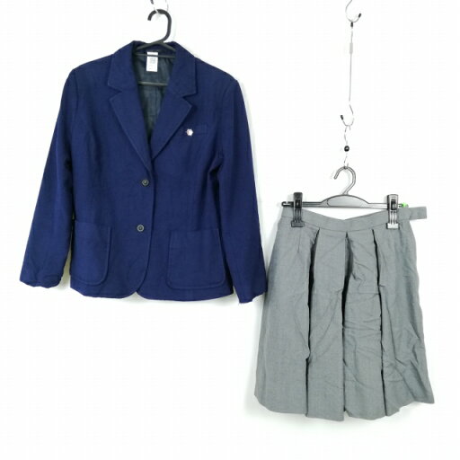 ブレザー スカート 上下2点セット 冬物 女子 学生服 静岡伊豆中央高校 花紺 制服 中古 ランクC NA4770 ブレザー スカート 上下2点セット 冬物 女子 学生服 静岡伊豆中央高校 花紺 制服 中古 ランクC NA4770