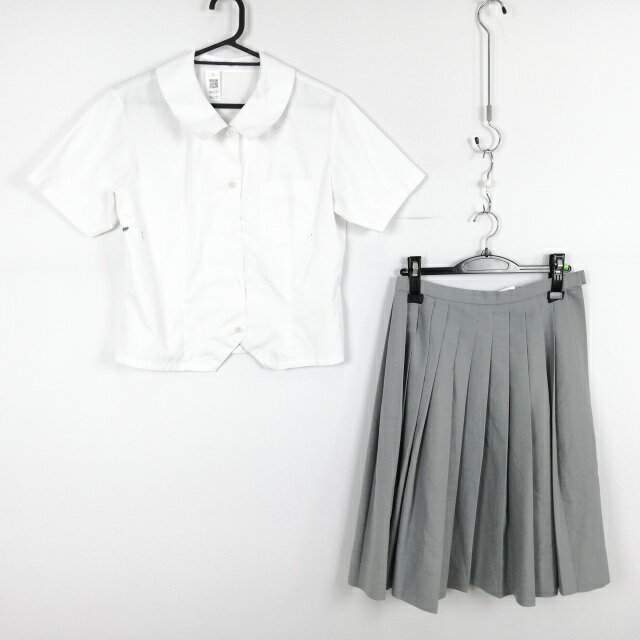 ブラウス スカート 上下2点セット M 夏物 女子 学生服 中学 高校 白 制服 中古 ランクC NA5297