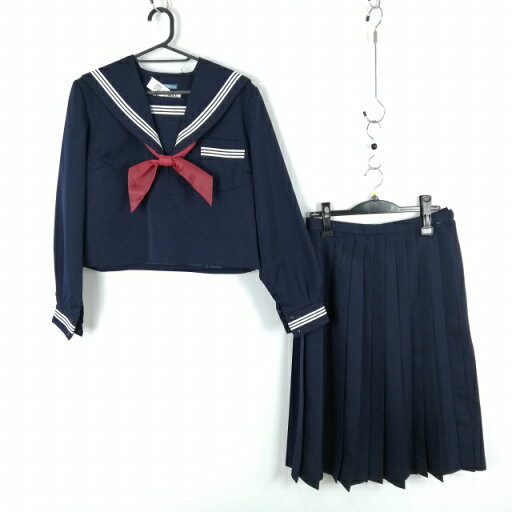 セーラー服 スカート スカーフ 上下3点セット 大きいサイズ 冬物 白3本線 女子 学生服 中学 高校 紺 制服 中古 ランクB NA5525 セーラー服 スカート スカーフ 上下3点セット 大きいサイズ 冬物 白3本線 女子 学生服 中学 高校 紺 制服 中古 ランクB NA5525