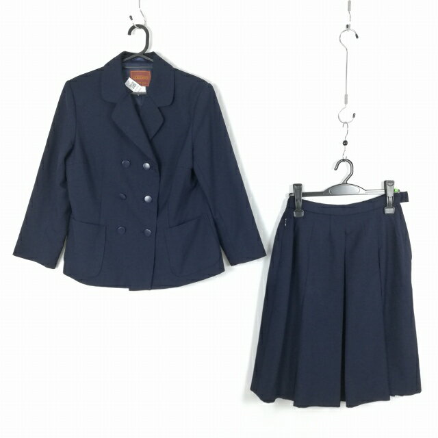 ブレザー スカート 上下2点セット 160A 冬物 女子 学生服 中学 高校 紺 制服 中古 ランクC EY7929