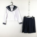 コスプレ セーラー服 スカート 上下2点セット L 白2本線 女子 学生服 中学 高校 白 制服 中古 GM1428