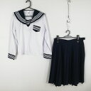 コスプレ セーラー服 スカート 上下2点セット L 白3本線 女子 学生服 中学 高校 白 制服 中古 GM1460