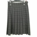 スクールスカート 冬物 w60-丈60 チェック 中学 高校 プリーツ 学生服 制服 女子 中古 HK5286
