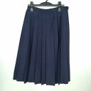 スクールスカート 冬物 w66-丈71 紺 中学 高校 プリーツ 学生服 制服 女子 中古 HK5537