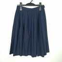 スクールスカート 冬物 w66-丈62 紺 中学 高校 プリーツ 学生服 制服 女子 中古 HK5595