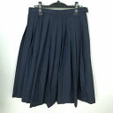 スクールスカート 大きいサイズ 冬物 w72-丈65 紺 中学 高校 プリーツ 学生服 制服 女子 中古 HK5607