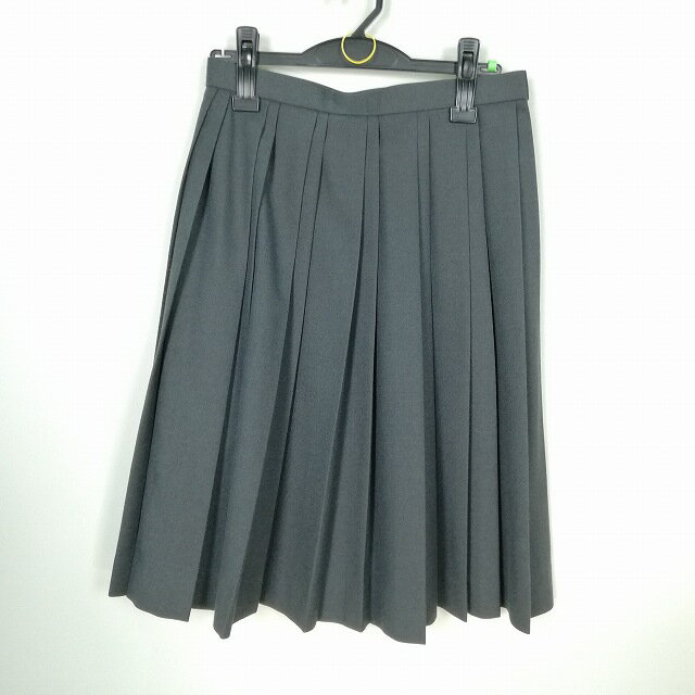 スクールスカート 冬物 w66-丈62 グレー 中学 高校 プリーツ 学生服 制服 女子 中古 HK5613