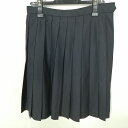 スクールスカート 冬物 w66-丈53 紺 中学 高校 プリーツ 学生服 制服 女子 中古 HK5661