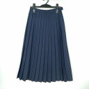 スクールスカート 夏物 w63-丈75 紺 中学 高校 プリーツ 学生服 制服 女子 中古 HK6959