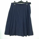 スクールスカート 夏物 w69-丈60 紺 中学 高校 プリーツ 学生服 制服 女子 中古 HK6990