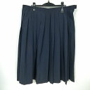 スクールスカート 大きいサイズ 夏物 w90-丈69 紺 中学 高校 プリーツ 学生服 制服 女子 中古 HK6998