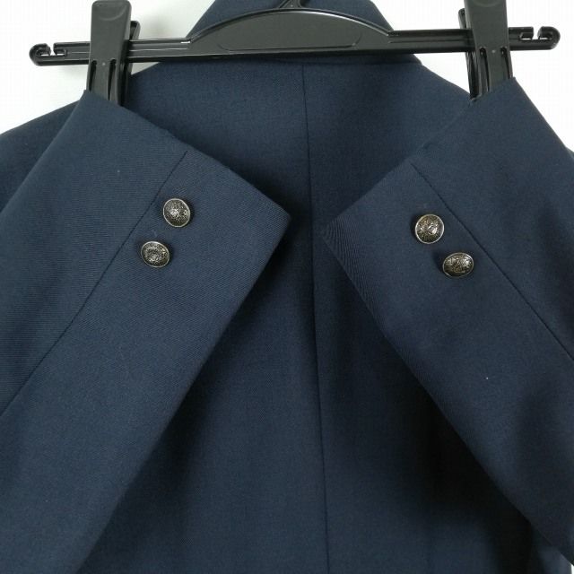 学生服 学ラン 男子 上着 丸洗い可 ウール混 熊本東稜高校 学校指定制服 ラウンドカラー サージ 紺 中古 ランクB a3 JJ5314