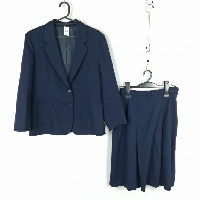 ブレザー スカート 上下2点セット 冬物 女子 学生服 中学 高校 紺 制服 中古 ランクC NA1625