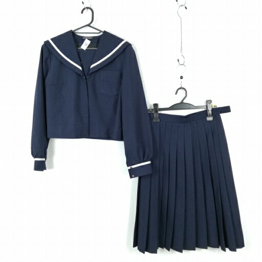 セーラー服 スカート 上下2点セット 大きいサイズ 冬物 白1本線 女子 学生服 中学 高校 紺 制服 中古 ランクC NA4534 セーラー服 スカート 上下2点セット 大きいサイズ 冬物 白1本線 女子 学生服 中学 高校 紺 制服 中古 ランクC NA4534