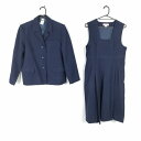 ブレザー ジャンパースカート 上下2点セット 160A 冬物 女子 学生服 中学 高校 紺 制服 中古 ランクC EY1066