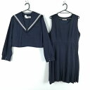 セーラー服 ジャンパースカート 上下2点セット 冬物 白3本線 女子 学生服 中学 高校 紺 制服 中古 ランクC EY1078