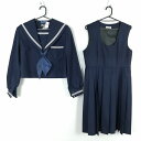 セーラー服 ジャンパースカート スカーフ 上下3点セット 大きいサイズ 冬物 白3本線 女子 学生服 中学 高校 紺 中古 ランクC EY1149