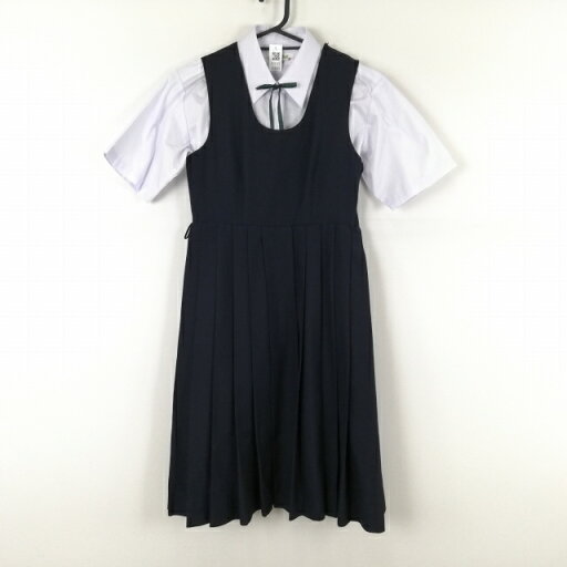 ジャンパースカート 紐タイ バスト82 ウエスト70 夏物 女子 学生服 中学 高校 紺 制服 中古 ランクC EY1173 ジャンパースカート 紐タイ バスト82 ウエスト70 夏物 女子 学生服 中学 高校 紺 制服 中古 ランクC EY1173