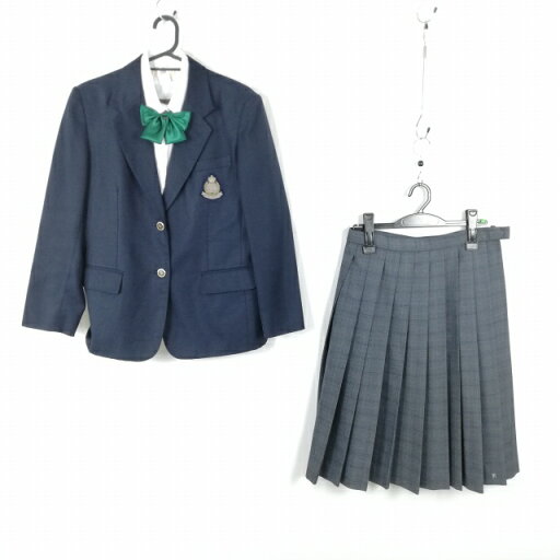 ブレザー チェックスカート リボン 上下4点セット 指定 大きいサイズ 富士ヨット 冬物 女子 学生服 大阪梶中学 紺 中古 ランクC EY5662 ブレザー チェックスカート リボン 上下4点セット 指定 大きいサイズ 富士ヨット 冬物 女子 学生服 大阪梶中学 紺 中古 ランクC EY5662