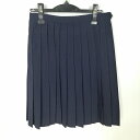 スクールスカート 夏物 w66-丈56 紺 中学 高校 プリーツ 学生服 制服 女子 中古 HK4708