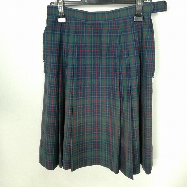 スクールスカート 夏物 w69-丈57 チェック 中学 高校 プリーツ 学生服 制服 女子 中古 HK5575