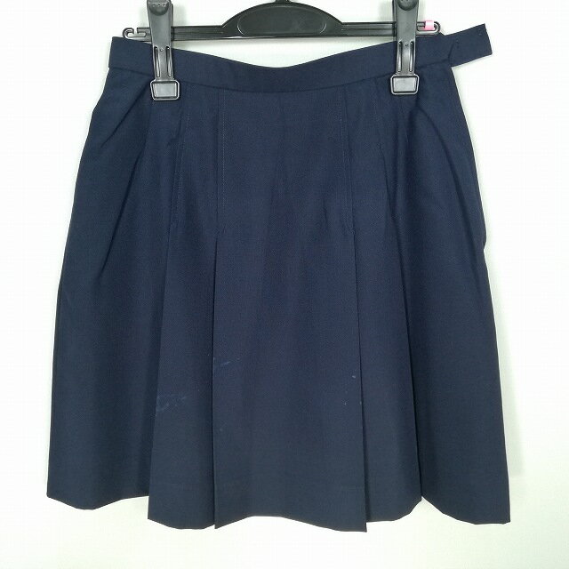 スクールスカート 大きいサイズ 夏物 w72-丈50 紺 中学 高校 プリーツ 学生服 制服 女子 中古 HK6612
