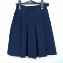 スクールスカート 冬物 w63-丈53 紺 中学 高校 プリーツ 学生服 制服 女子 中古 IN1281