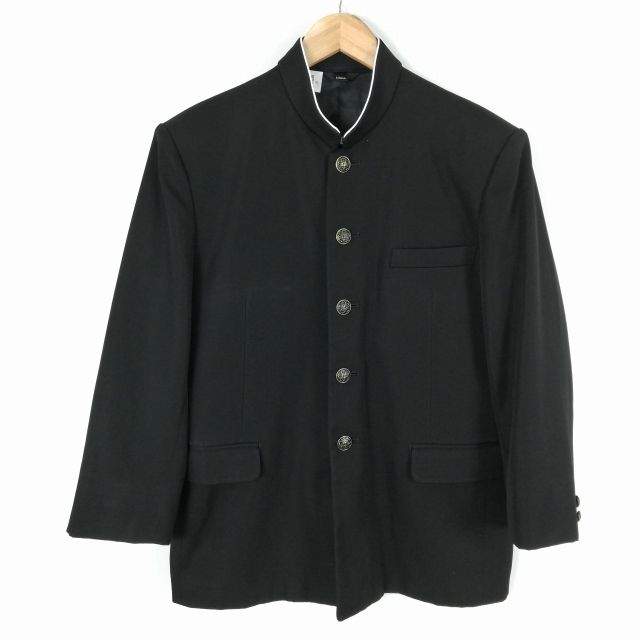 学生服 学ラン 170A 男子 トンボ 上着 ウール混 標準型学生服 ラウンドカラー カシドス 黒 中古 ランクC a3 JJ5426