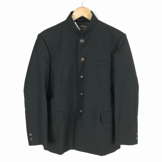 学生服 学ラン 160A 男子 上着 標準型学生服 詰襟 サージ 黒 中古 ランクB a3 JJ5878