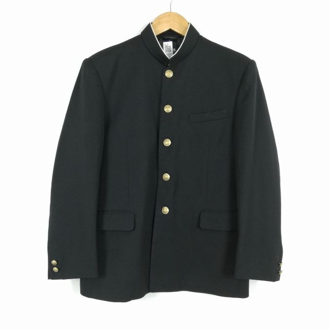 学生服 学ラン 170A 男子 上着 ウール 標準型学生服 ラウンドカラー サージ 黒 中古 ランクB a3 JJ5973