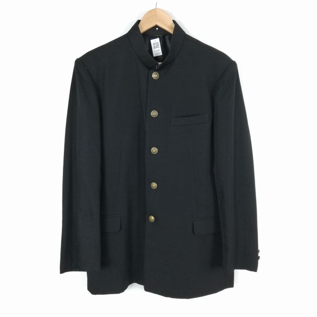 学生服 学ラン 185A 男子 上着 ウール混 標準型学生服 詰襟 カシドス 黒 中古 ランクC a3 JJ6001