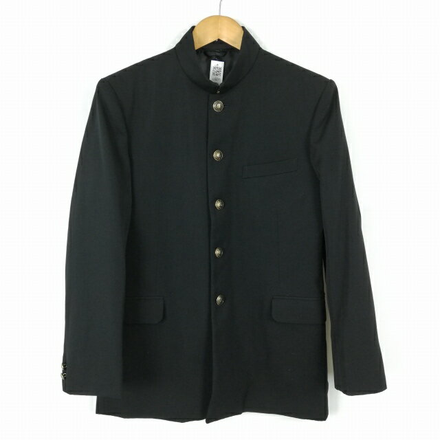 学生服 学ラン 男子 上着 ウール混 標準型学生服 詰襟 カシドス 黒 中古 ランクB a3 JJ6295