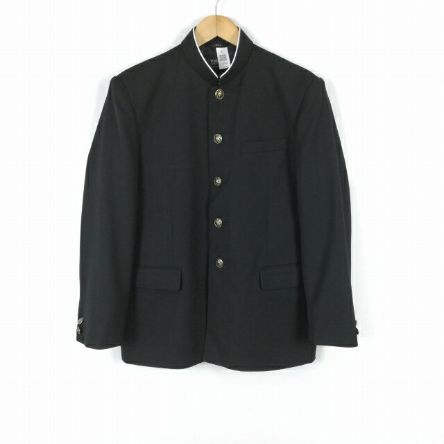 学生服 学ラン 170A 男子 上着 丸洗い可 標準型学生服 ラウンドカラー カシドス 黒 中古 ランクB a3 JJ6983